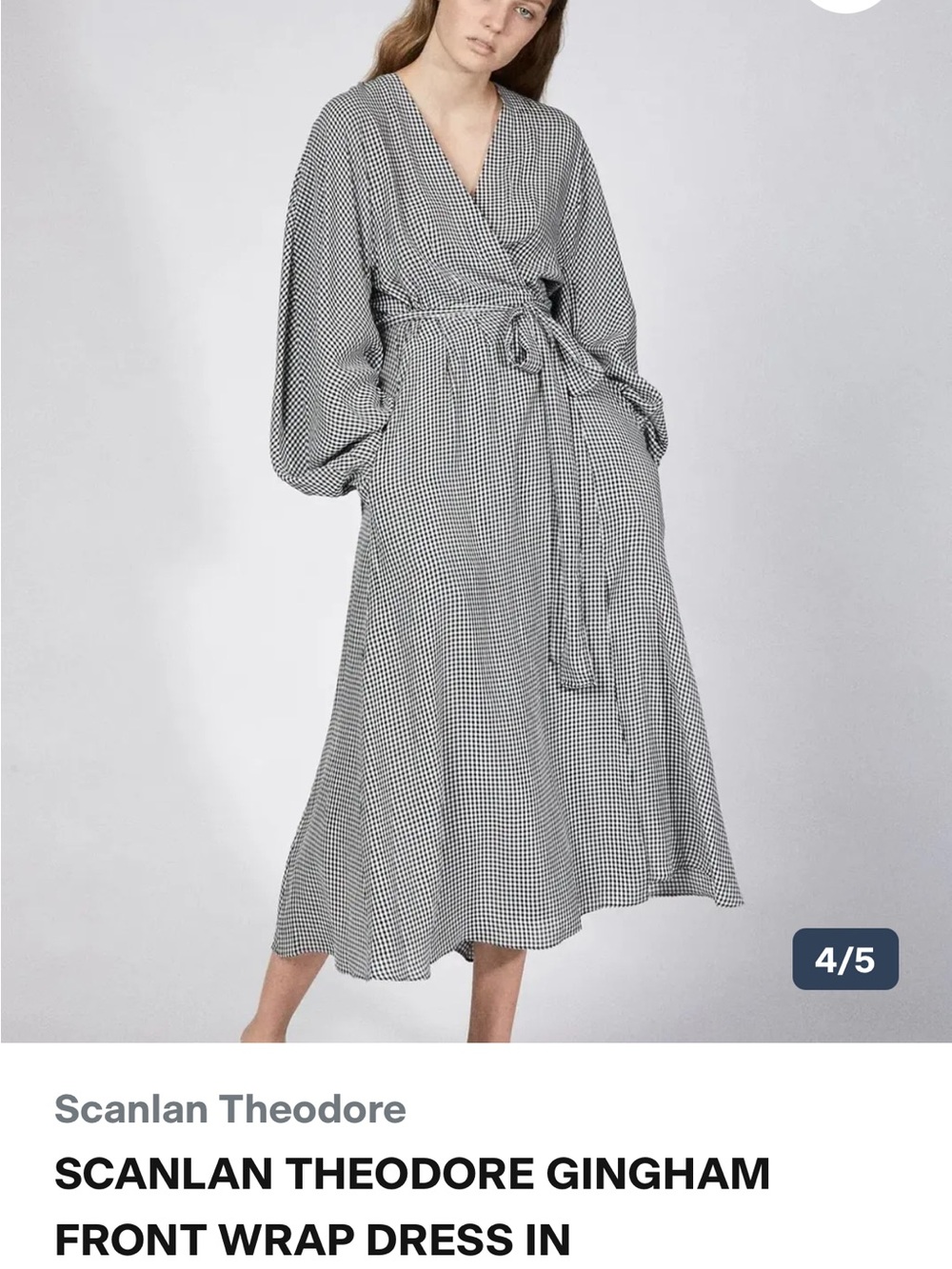 Scanlan Theodore Black & White Gingham Wrap Dress M/L